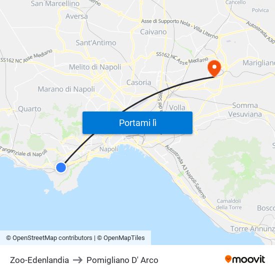 Zoo-Edenlandia to Pomigliano D' Arco map