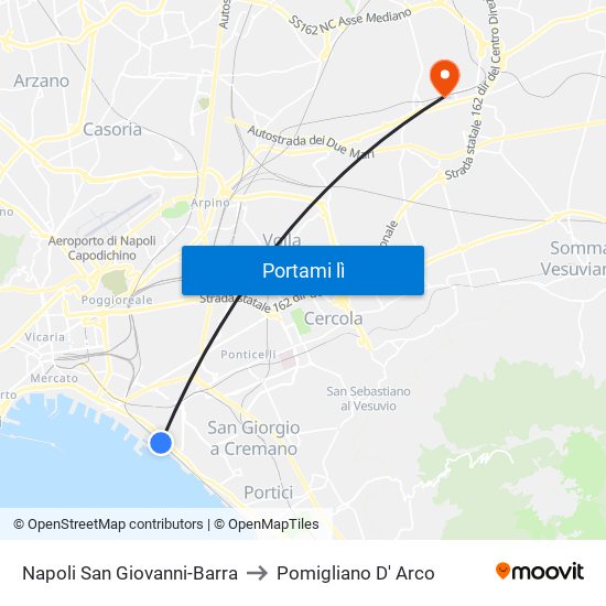 Napoli San Giovanni-Barra to Pomigliano D' Arco map