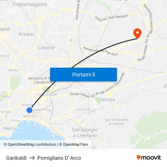 Garibaldi to Pomigliano D' Arco map