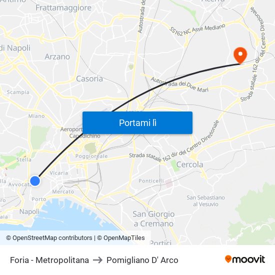 Foria - Metropolitana to Pomigliano D' Arco map