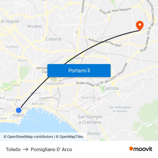 Toledo to Pomigliano D' Arco map