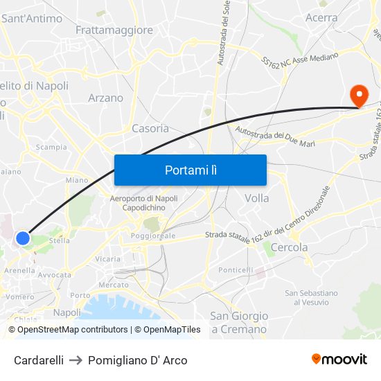 Cardarelli to Pomigliano D' Arco map