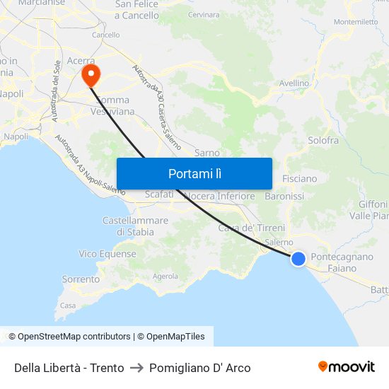 Della Libertà - Trento to Pomigliano D' Arco map