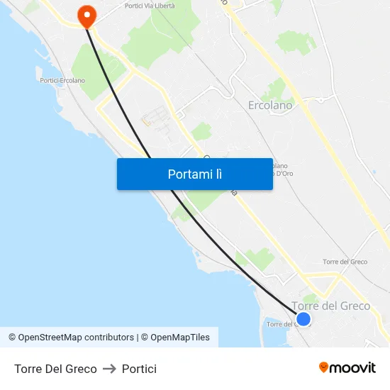 Torre Del Greco to Portici map