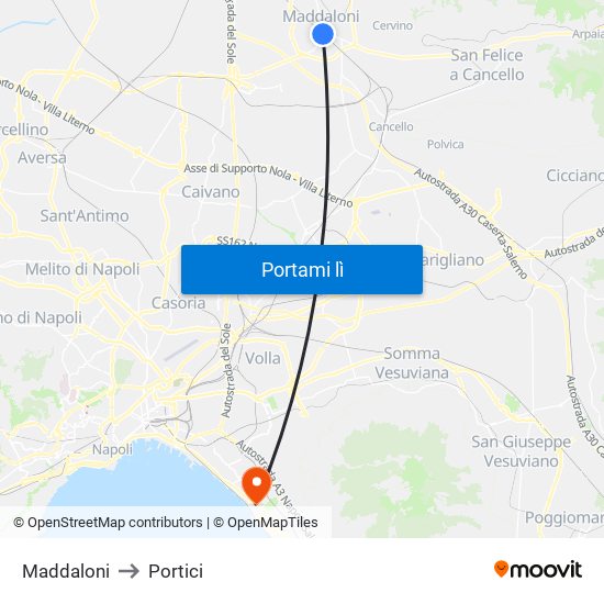 Maddaloni to Portici map