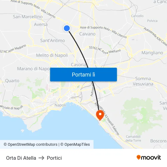 Orta Di Atella to Portici map