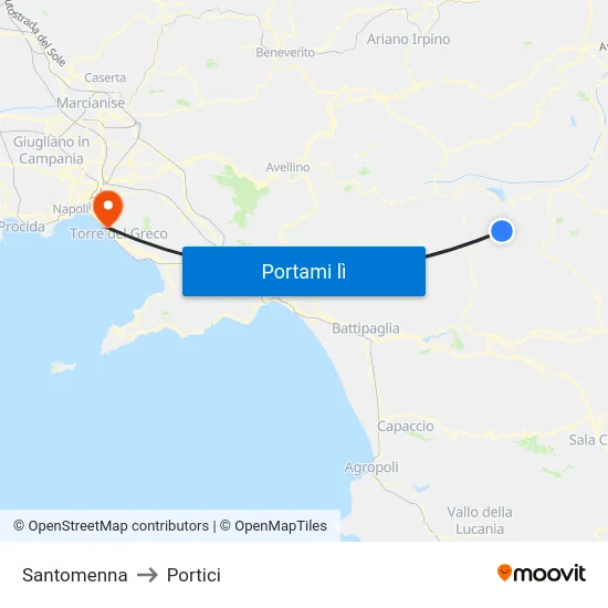 Santomenna to Portici map
