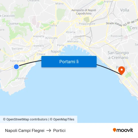 Napoli Campi Flegrei to Portici map