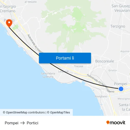 Pompei to Portici map