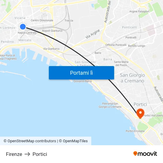 Firenze to Portici map