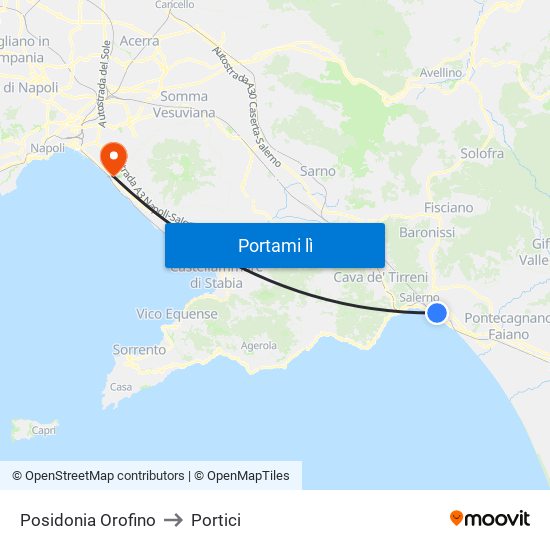 Posidonia Orofino to Portici map