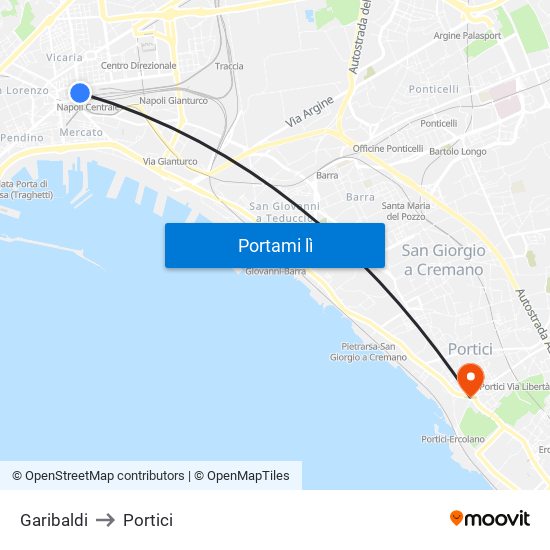 Garibaldi to Portici map