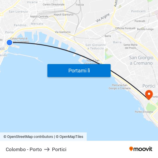 Colombo - Porto to Portici map