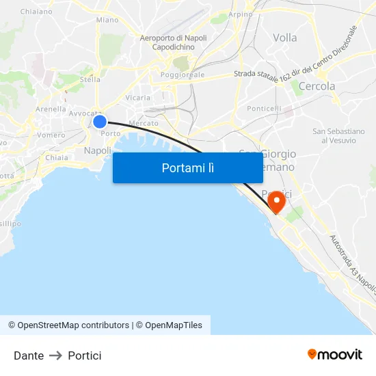 Dante to Portici map