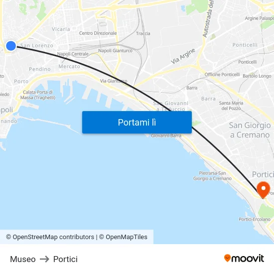 Museo to Portici map