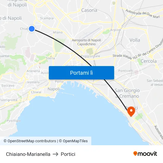 Chiaiano-Marianella to Portici map