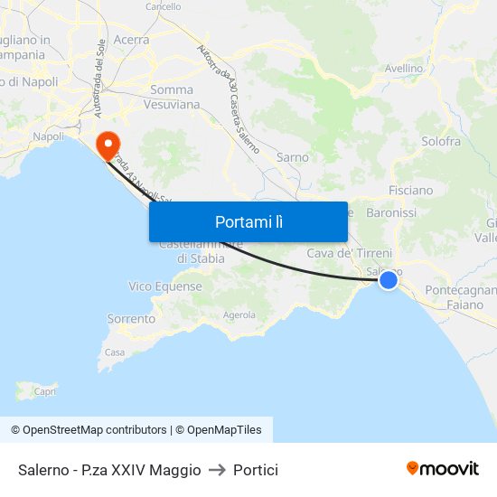 Salerno - P.za XXIV Maggio to Portici map