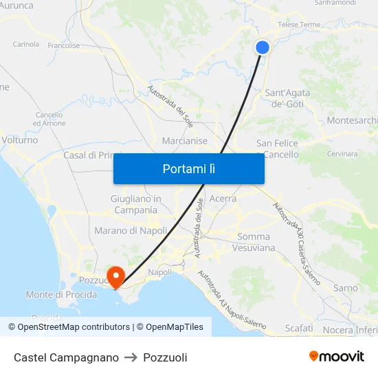 Castel Campagnano to Pozzuoli map