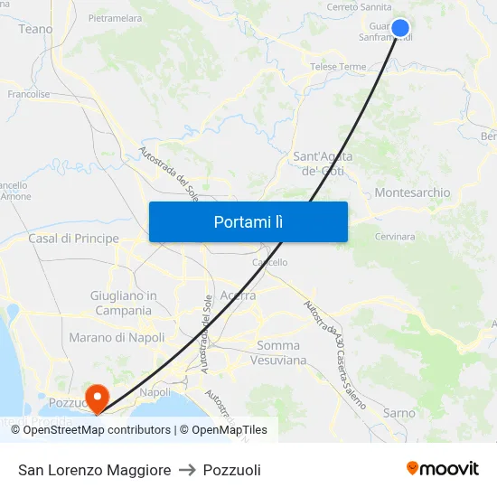 San Lorenzo Maggiore to Pozzuoli map