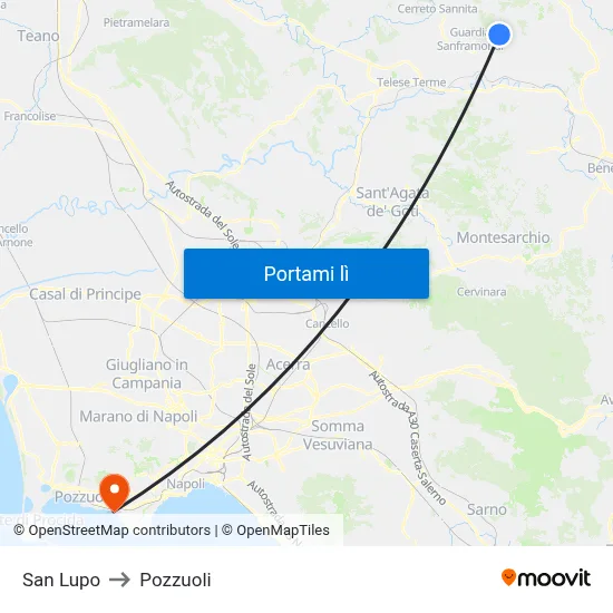 San Lupo to Pozzuoli map