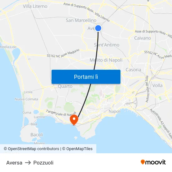 Aversa to Pozzuoli map