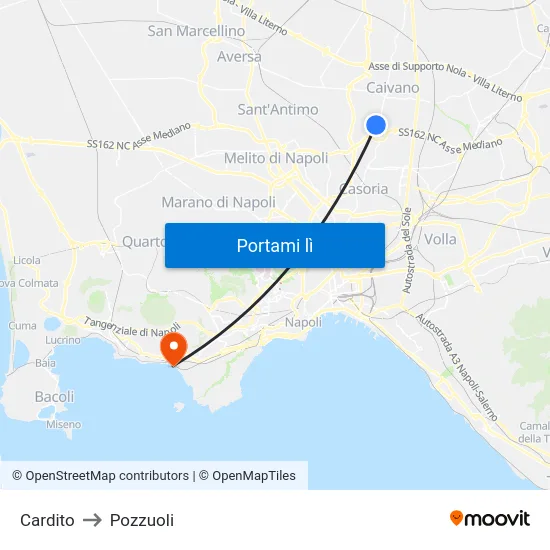 Cardito to Pozzuoli map
