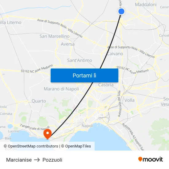 Marcianise to Pozzuoli map