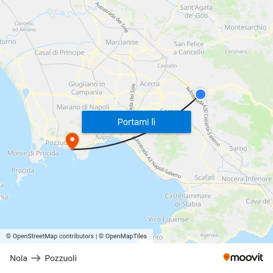 Nola to Pozzuoli map