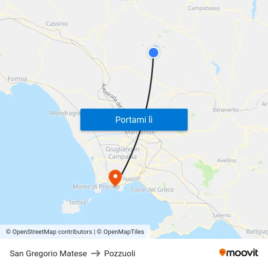San Gregorio Matese to Pozzuoli map
