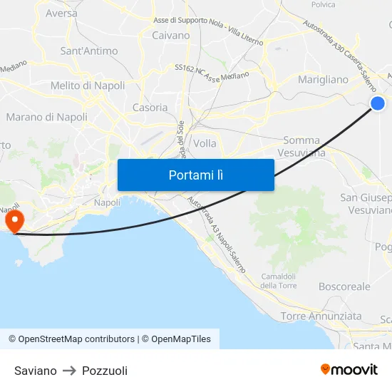Saviano to Pozzuoli map