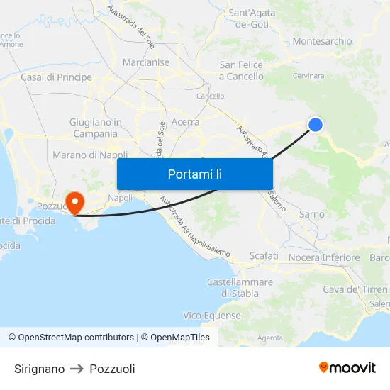 Sirignano to Pozzuoli map