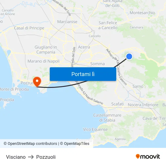 Visciano to Pozzuoli map