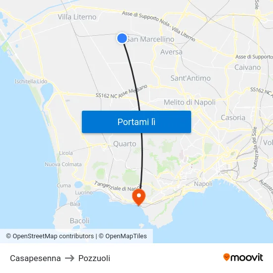 Casapesenna to Pozzuoli map