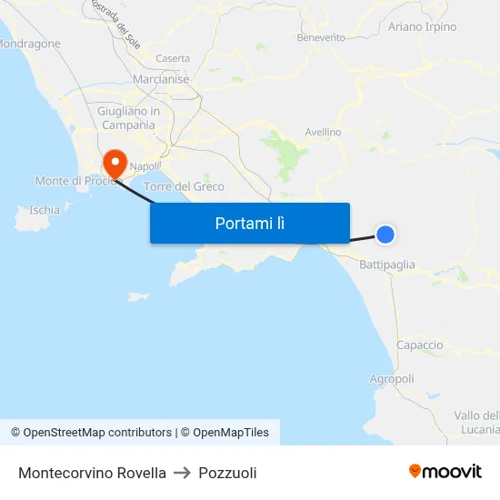 Montecorvino Rovella to Pozzuoli map