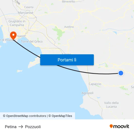 Petina to Pozzuoli map