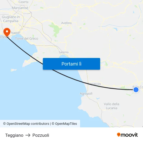 Teggiano to Pozzuoli map