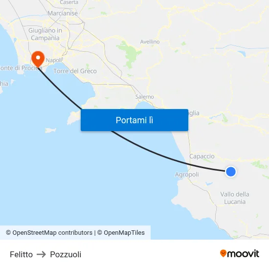 Felitto to Pozzuoli map
