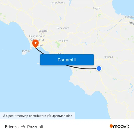 Brienza to Pozzuoli map