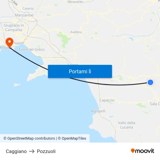 Caggiano to Pozzuoli map