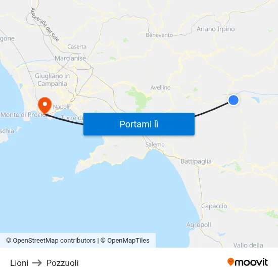 Lioni to Pozzuoli map