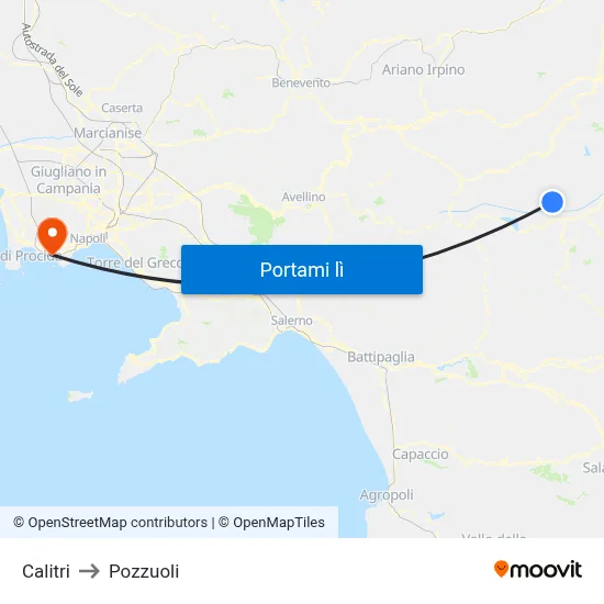 Calitri to Pozzuoli map