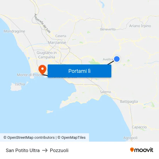 San Potito Ultra to Pozzuoli map