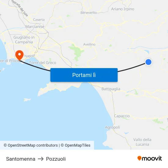 Santomenna to Pozzuoli map
