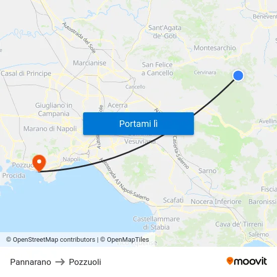 Pannarano to Pozzuoli map