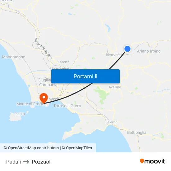 Paduli to Pozzuoli map