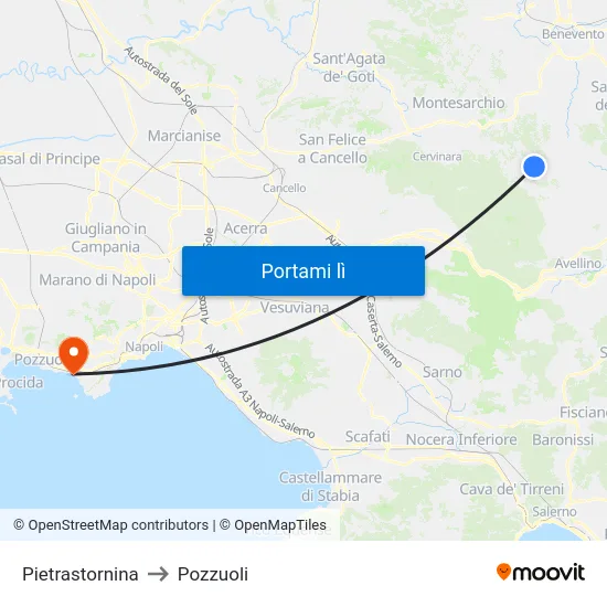 Pietrastornina to Pozzuoli map