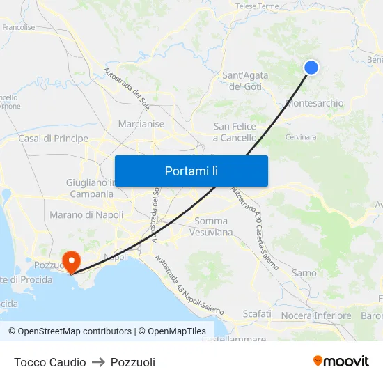Tocco Caudio to Pozzuoli map
