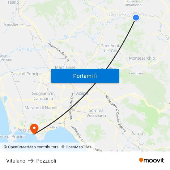 Vitulano to Pozzuoli map