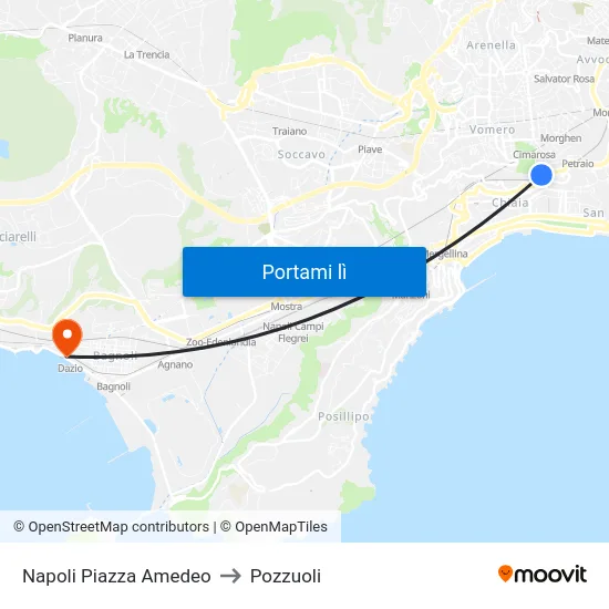 Napoli Piazza Amedeo to Pozzuoli map