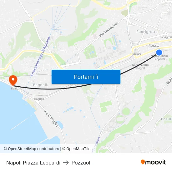 Napoli Piazza Leopardi to Pozzuoli map